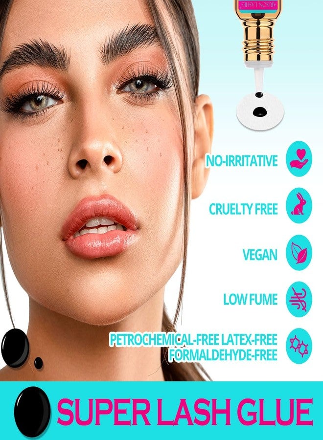 أريسون لاشز غراء لتطويل الرموش، يجف خلال ثانية واحدة، غراء مقاوم للماء لتطويل الرموش، يدوم من 7 إلى 8 أسابيع، ثبات قوي، لاصق رموش سوداء يدوم طويلاً، للاستخدام الاحترافي فقط (3 مل) - Image 4